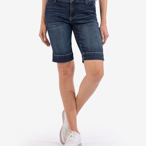 KUT from the Kloth Bermuda long Jean denim dark Wash mid rise Shorts 8